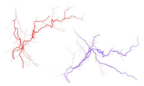 Set of Red and Blue Thunder Core volt Bloom - Lightning Bolt with Glowing Core