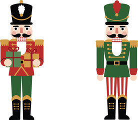 Christmas nutcracker vector, festive toy soldiers, holiday gift boxes, traditional decoration, cartoon characters, seasonal art, colorful costume, winter celebration
