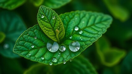 Close-up of a fresh mint leaf, revealing intricate details and vibrant natural tones.