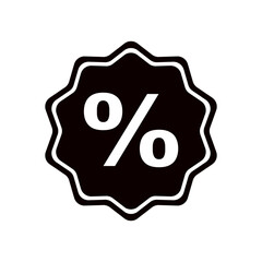 Outline percent badge icon in black, ideal for discount label, shop promotion, and marketing visuals