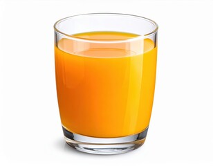 A clear glass filled with fresh orange juice, isolated on a white background, ideal for health and nutrition themes.
