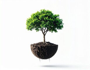 Obraz premium Tree growing from floating soil 