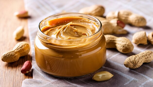 creamy peanut butter in a jar
