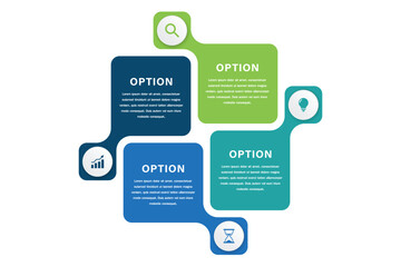 4 Steps of Block Business Infographic with Icons, Strategic Option Layout