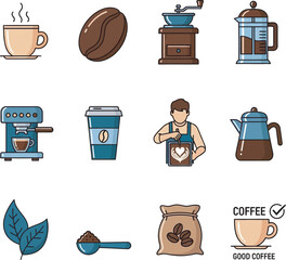 coffee icons set