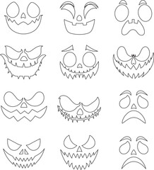 Coloring page with face of halloween for kids 