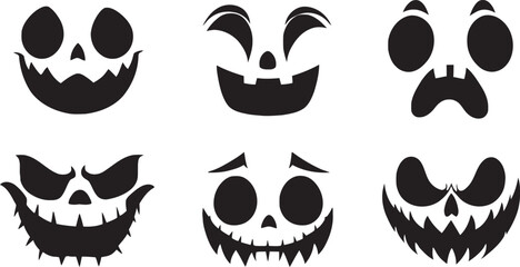 Set of creepy and fun Halloween pumpkin faces	