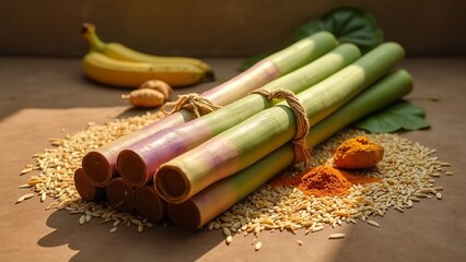 Pongal theme Sugarcane sticks bundle