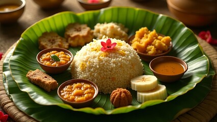 Pongal rice, coconut chutney, sambar, vadais, 