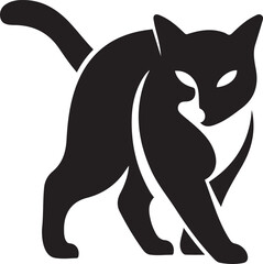 Black Cat Silhouette with White Chest Detail animal, Cute cat silhouette with chest marking design