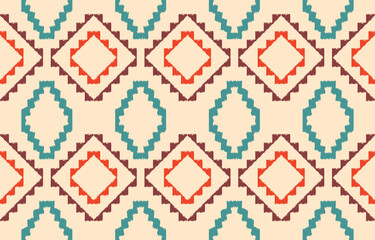Ethnic abstract ikat art. Aztec ornament print. geometric ethnic pattern seamless  color oriental.  Design for background ,curtain, carpet, wallpaper, clothing, wrapping, Batik, vector illustration.