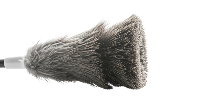 Feather duster close-up on a transparent background, cleaning tool  
