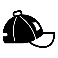 Hat of game fan solid icon, baseball game concept. Vector graphics. Baseball cap with famous team emblem, clothes sign on white background, style icon mobile or web design.