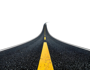 Black asphalt road with yellow line stretching into darkness