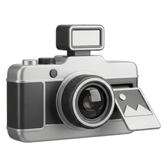 Camera with image icon and flash photography