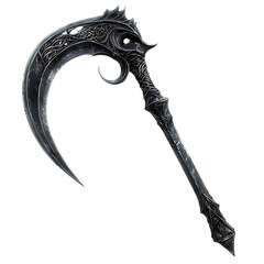 Dark Souls Scythe: Black Weapon, Ornate Design, Video Game Art