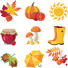 set of autumn elements