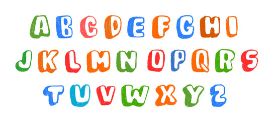Volumetric 3d Fat Kids Style Font Crayon Chalk Drawing Doodle PNG Transparent