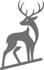 Gray Deer Silhouette with Antlers animal stag, Deer silhouette stag logo gray vector