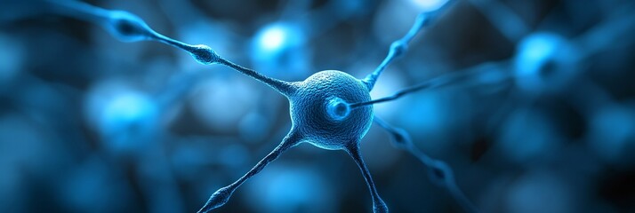 close-up of neural network cell illustration for brain and technology concept