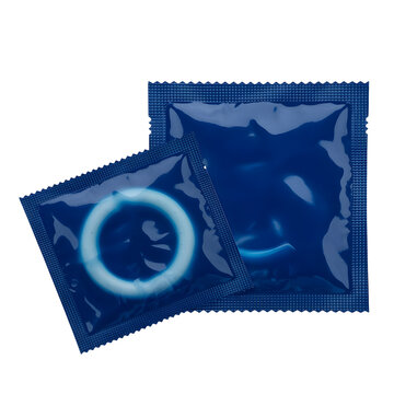 Two condoms in packaging isolated on transparent background