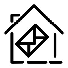 Property Inquiry Icon – Mail Inside House for Real Estate speed Communication.