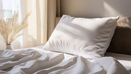 White Linen Bed in Bright Interior
