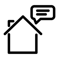 Real Estate Consultation Icon – Chat Bubble on Roof Symbol for Property Advice