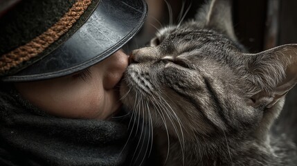 cat kiss soldier
