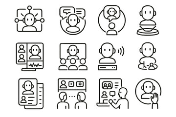 Fototapeta premium Aide communication conference manager connected digital icon messaging ai vector social
