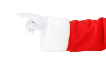 Christmas Santa Claus hand isolated on white background with clipping path. Design element.