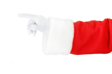 Christmas Santa Claus hand isolated on white background with clipping path. Design element.