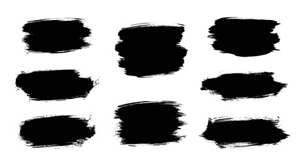 Set of Black Brush Strokes for Artistic Design.