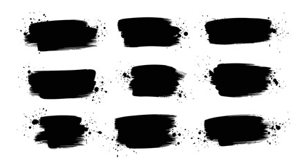 Black Brush Strokes A Collection of Artistic Paint Textures.