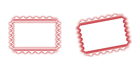 Neon Postage Stamp Border Icons for Mail Postcard Design and Scrapbook Decoration