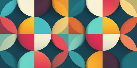 Obraz premium Colorful abstract design with a blue background. The design is made up of many different colored circles