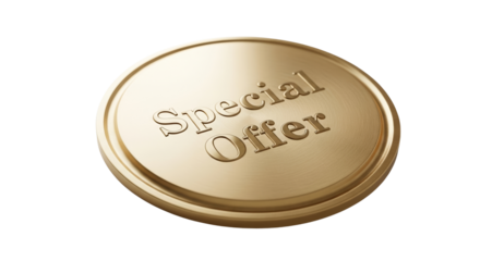 Golden badge with Special Offer text on transparent background  