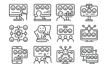 Emotion educational icon vector interactive board classroom device predictive icons mood connected