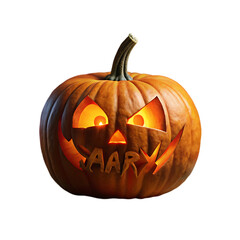Carved Halloween Pumpkin with Glowing Face and Name 'Mary'