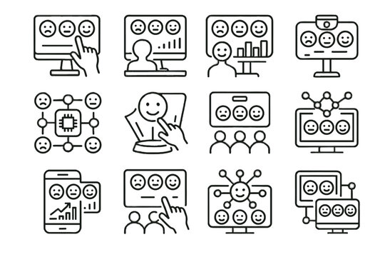 Emotion educational icon vector interactive board classroom device predictive icons mood connected