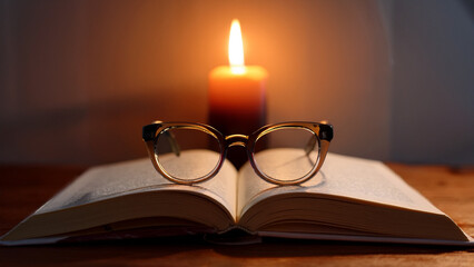 Evening Reading with Candlelight