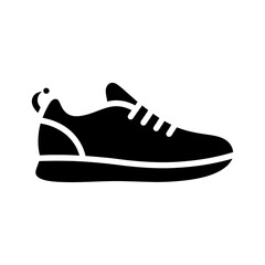 Black Silhouette Sports Shoe Icon with Laces and Heel Loop