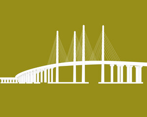 Line art and illustrations of the bridge connecting Penang Island to the mainland.