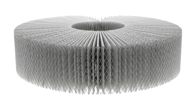 HEPA filter, round air filter disk close-up on transparent background  