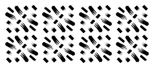 Black and White Brush Stroke and Rectangle Pattern