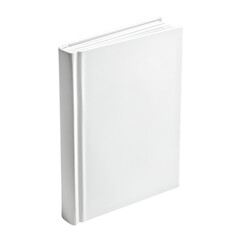 Blank white hardcover book mockup, angled perspective, on transparent background for design or presentation