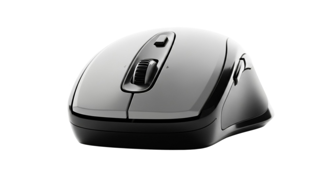 Wireless computer mouse in professional studio photography style  isolated on a transparent background 
