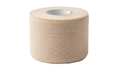 Bandage roll close-up on transparent background for medical care
