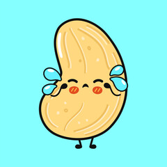 Cute crying cashew nut character cartoon design