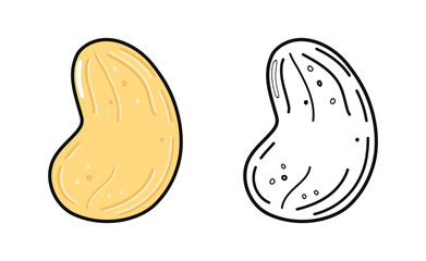 Cashew nut colored and outline drawing for coloring book